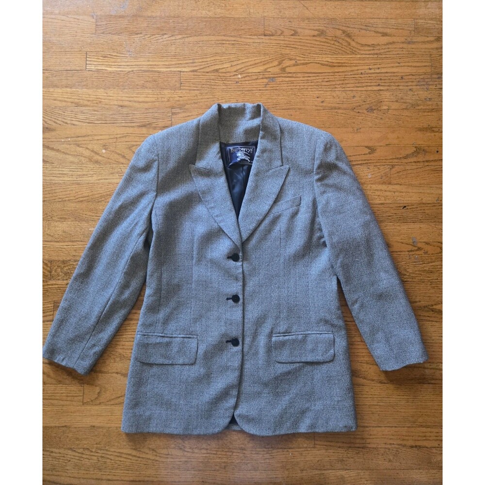 Vintage Burberrys Womens 100% Wool Tweed Blazer Jacket Size 14 USA
